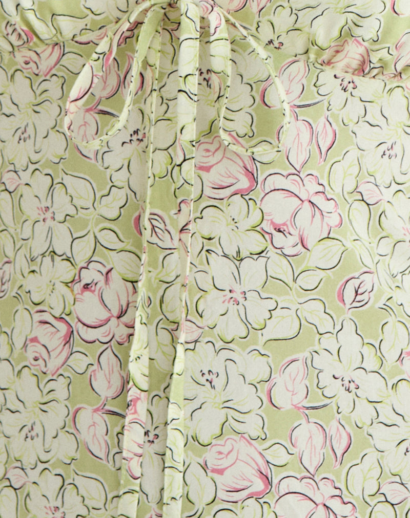 Gadisa Mini Dress in Blooming Lily Green