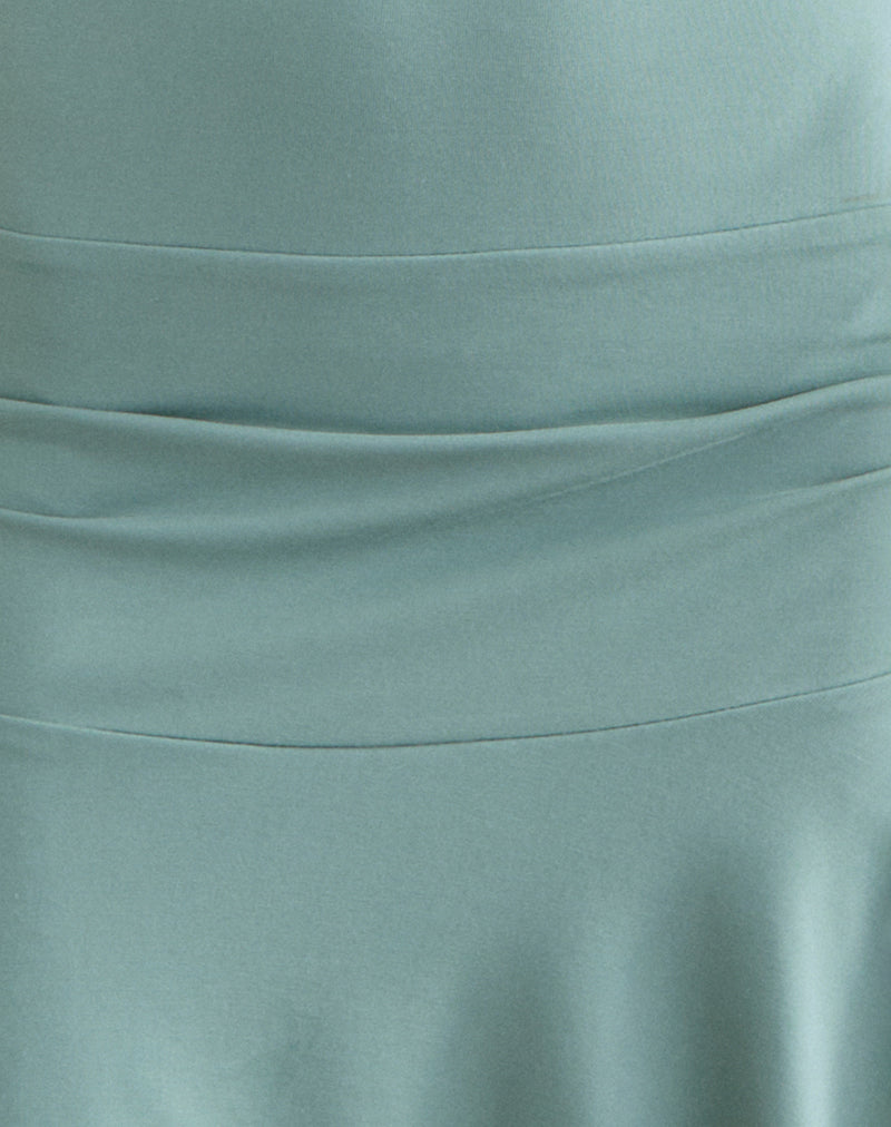Mahalia Plunge Mini Dress in Aqua Grey