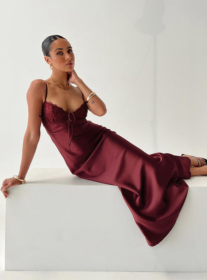 Fadyen Bias Cut Maxi Dress Burgundy