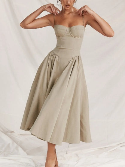 Sweetheart Neck Ruched Midi Dress
