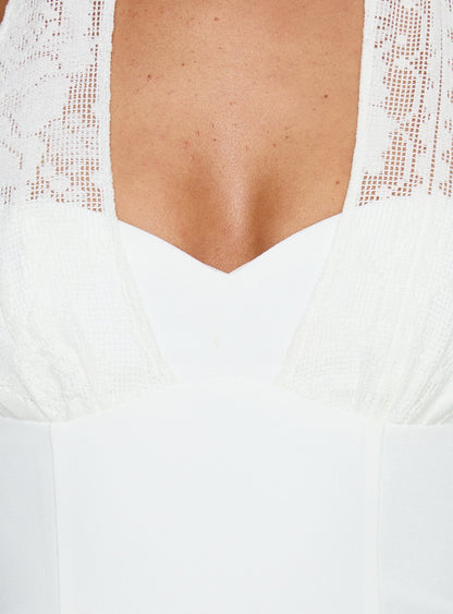 Josanna Crochet Halter Mini Dress White