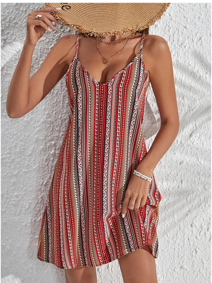 Striped V-Neck Cami Dress