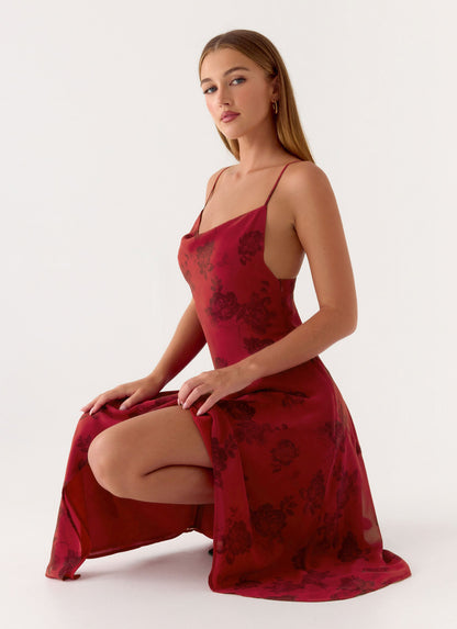Jasiel Midi Dress - Cherry Rose