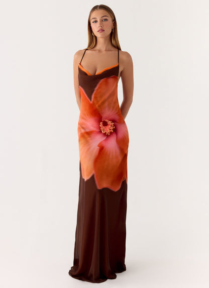 Night Drive Maxi Dress - Chocolate Blossom