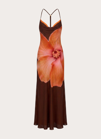 Night Drive Maxi Dress - Chocolate Blossom