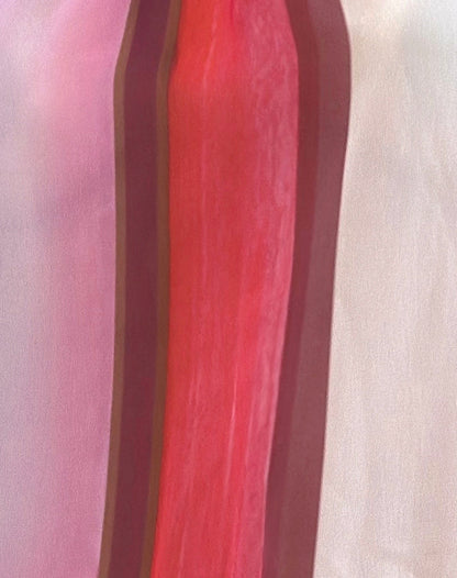Veloria Halterneck Mini Dress in Pink Sheer Chiffon Painted Stripe