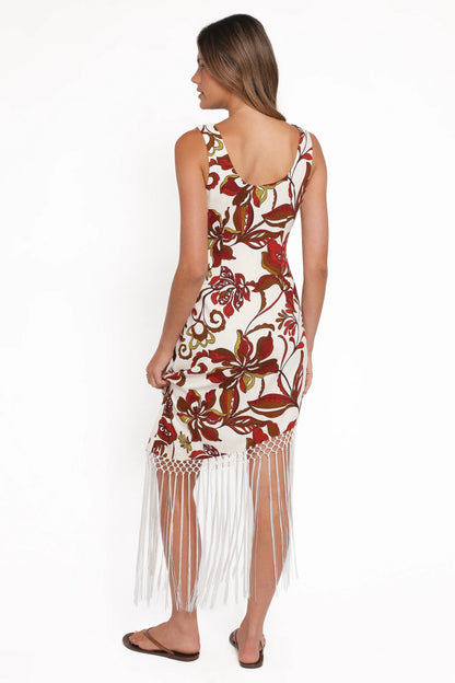 Aquarius Midi Dress - Brown Floral