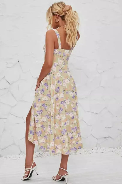 Floral Print Cami Dress with Side Slit